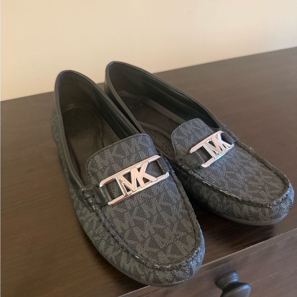 Michael Kors Gray Monogram Loafers with Silver Accent